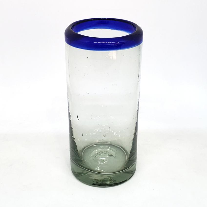 Sale Items / Cobalt Blue Rim 14 oz Highball Glasses  / These handcrafted glasses deliver a classic touch to your favorite drink.